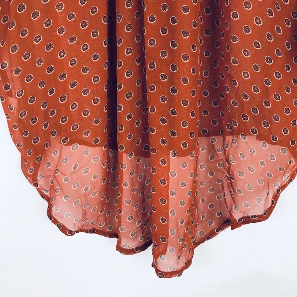 Free People Rust Easy Rider Sheer Blouse Top - Picture 5 of 7